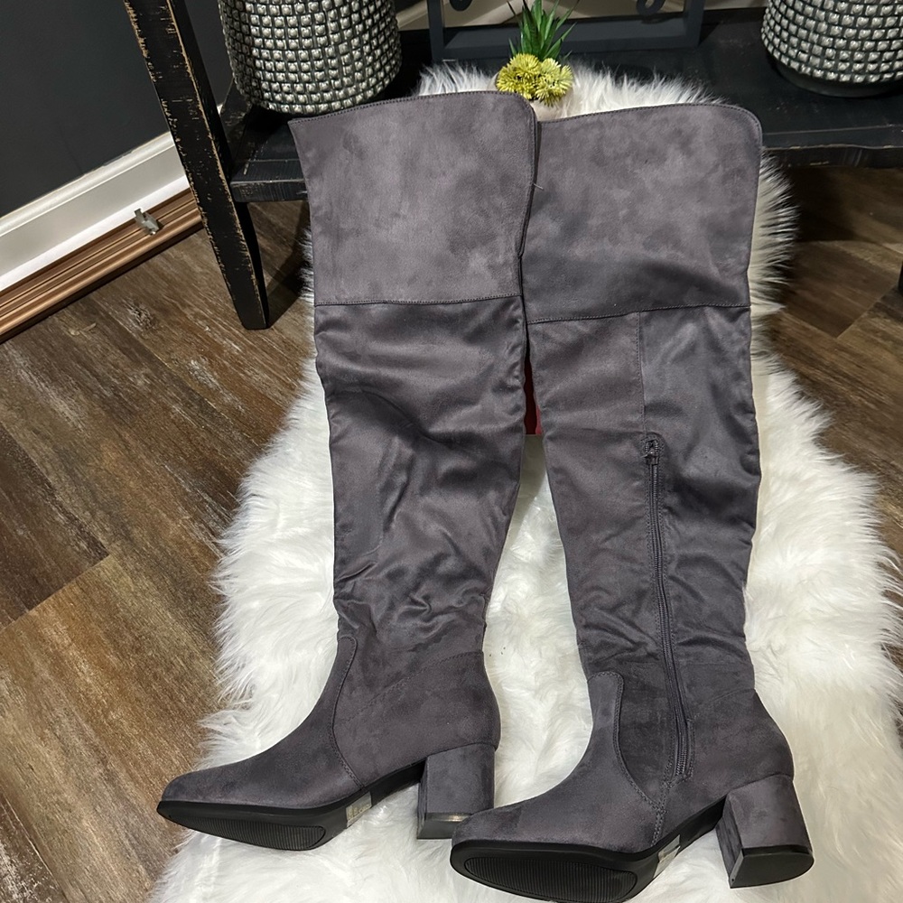 Over the new suede boots